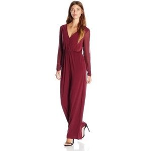 BCBGeneration V-Neck Chiffon Wide-Leg Jumpsuit Size XS